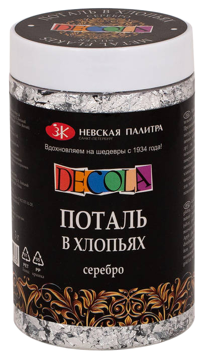 

Поталь в хлопьях Decola ЗХК-206421740 3 г серебро, Серебристый