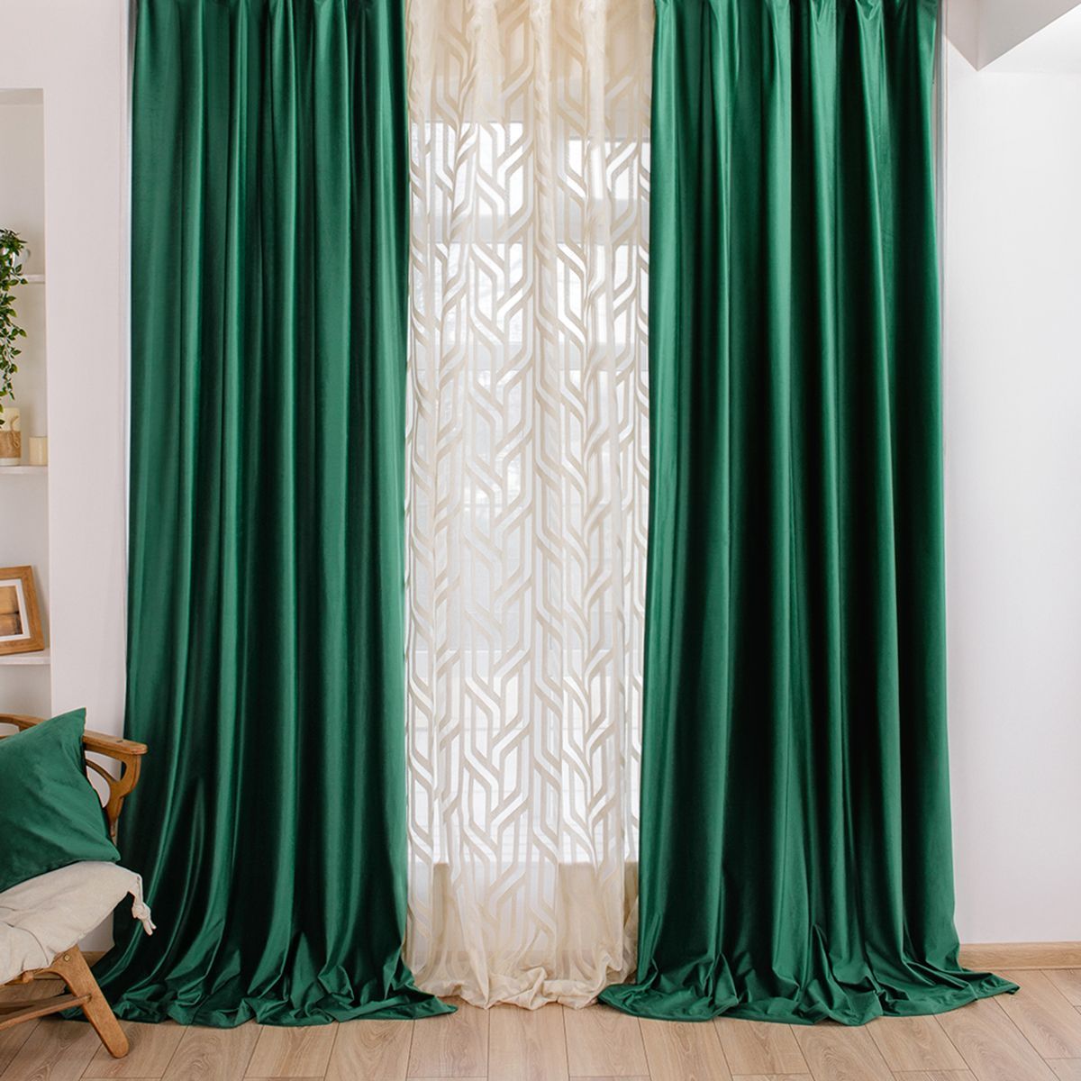 

Комплект штор бархат 300х285 Беллиссимо Изумруд Evrika Home, Беллиссимо 2ш