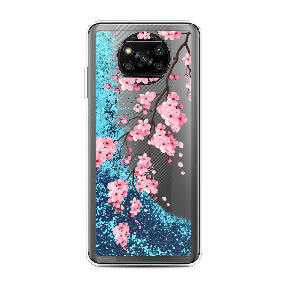 

Жидкий чехол с блестками "Розовая сакура" на Xiaomi Poco X3 Pro, 310693-1