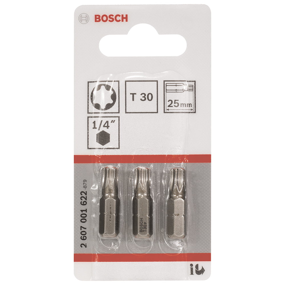 Биты для шуруповерта BOSCH Extra Hard T30х25 мм 3 шт биты для шуруповерта bosch extra hard t25х25 мм 3 шт