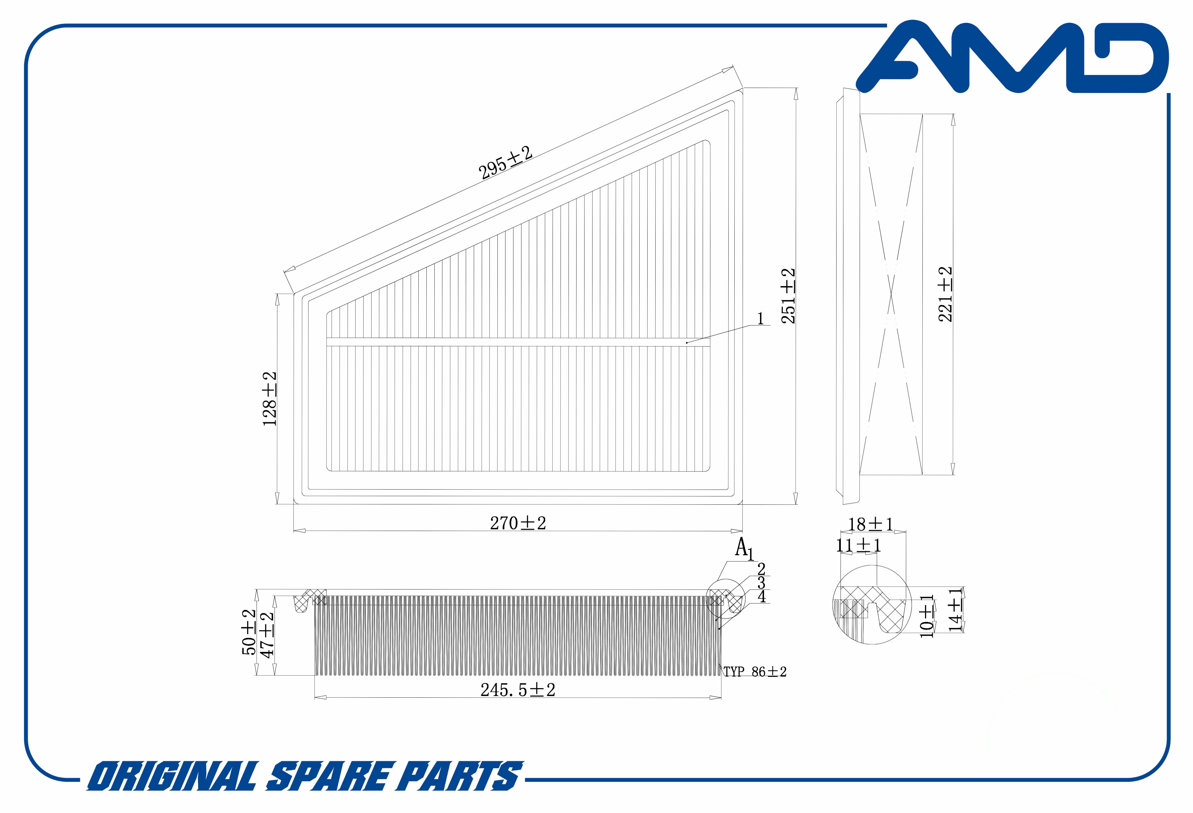 

Фильтр Воздушный Bmw 5 (F10) 11-, X1 (E84) 11- Amd AMD арт. AMDFA356
