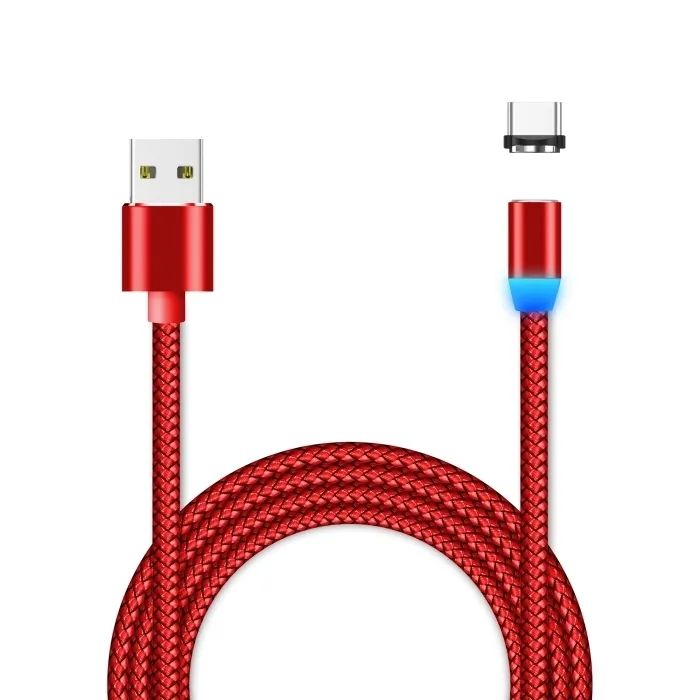 Кабель KICT Магнитный USB Type C, MIcro, Lighting зарядка, Красная , с 3-мя разъемами