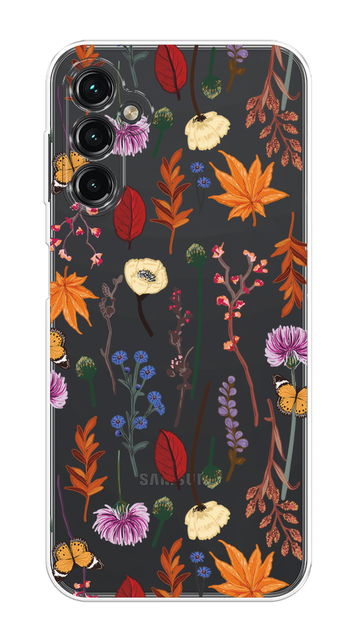 

Чехол Homey на Samsung Galaxy A14 4G "Orange Purple flowers", Оранжевый;красный;розовый;желтый;прозрачный, 2107950-1