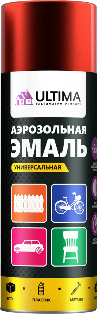 Эмаль аэрозольная универсальная Ultima металлик цвет ягодный красный 520 мл