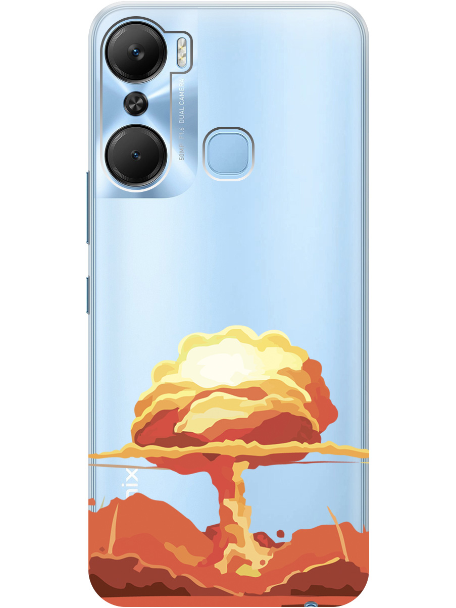 

Чехол на Infinix Hot 12 Pro силиконовый с принтом "Boom", Прозрачный;красный, 20000544