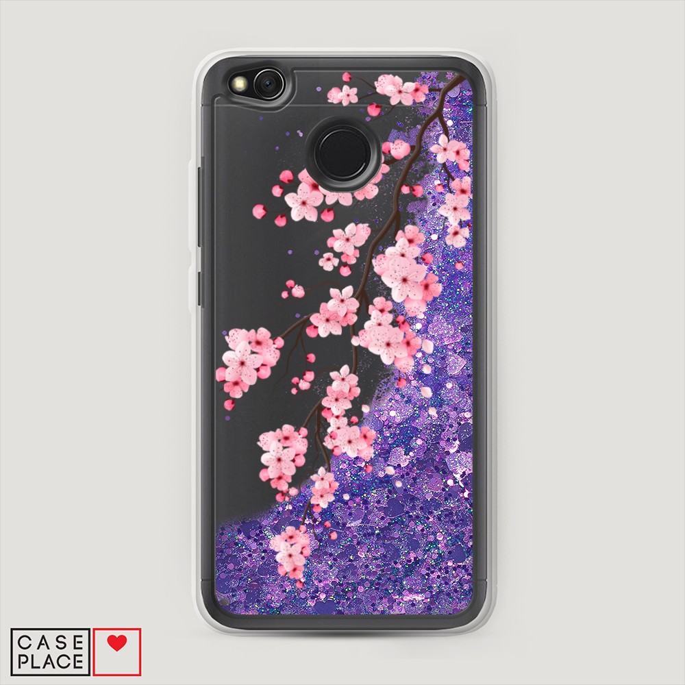 

Жидкий чехол с блестками "Розовая сакура" на Xiaomi Redmi 4X, 31492-1