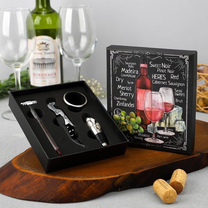 

Подарки Набор аксессуаров для вина "Merlot" (4 предмета), Черный