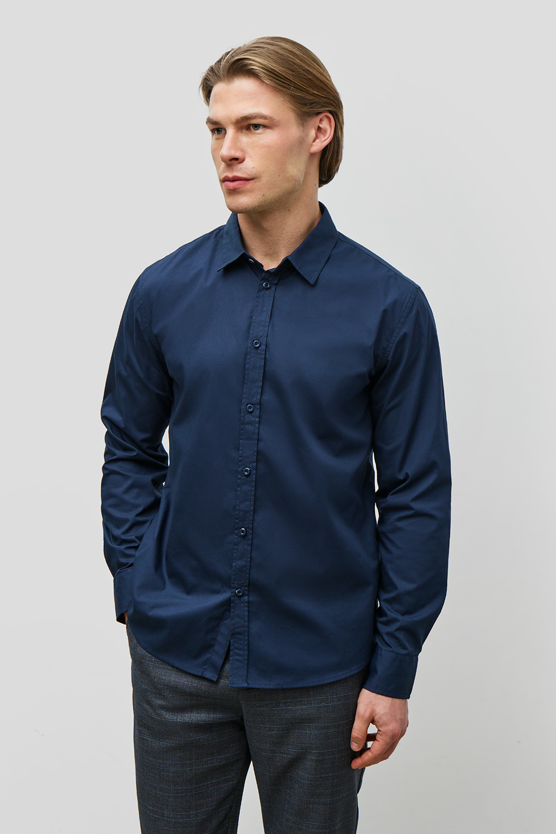 

Рубашка мужская Baon B6622008 синяя 3XL, B6622008