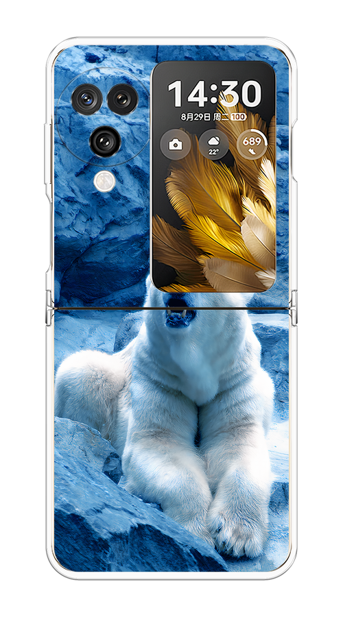 

Чехол на Oppo Find N3 Flip "Белый медведь", Голубой;белый, 2517250-1