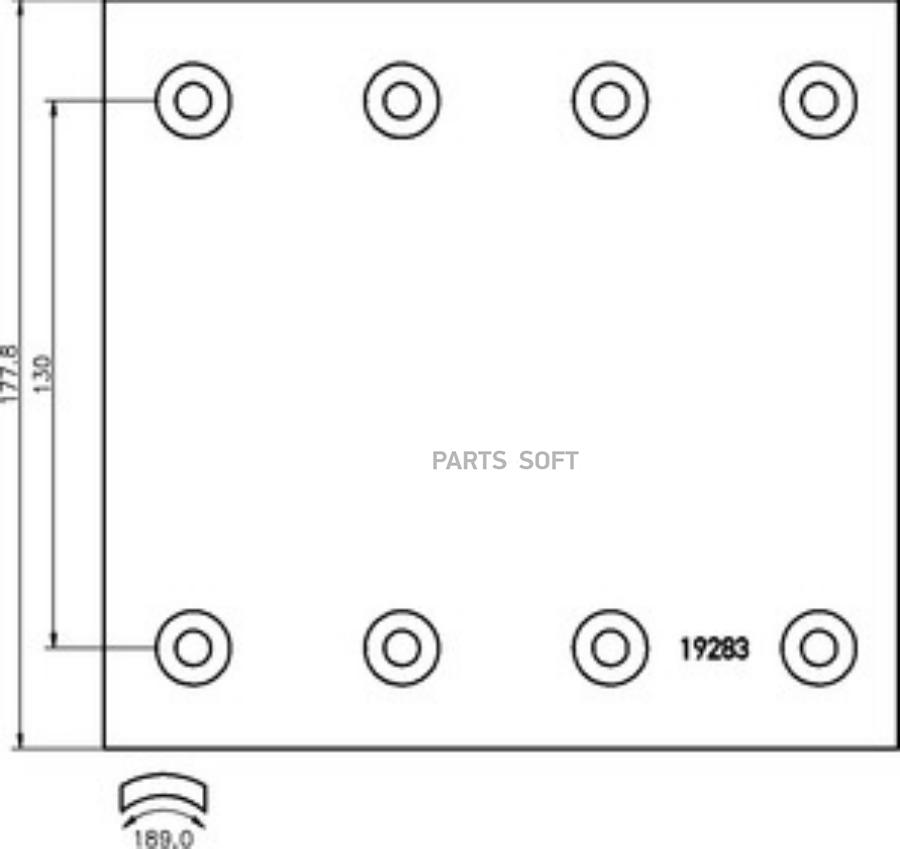 

SJ28291S7340_накладки тормозные STD 19283 20.2-16.7 (420x178) (93251 8x15 64) SAF