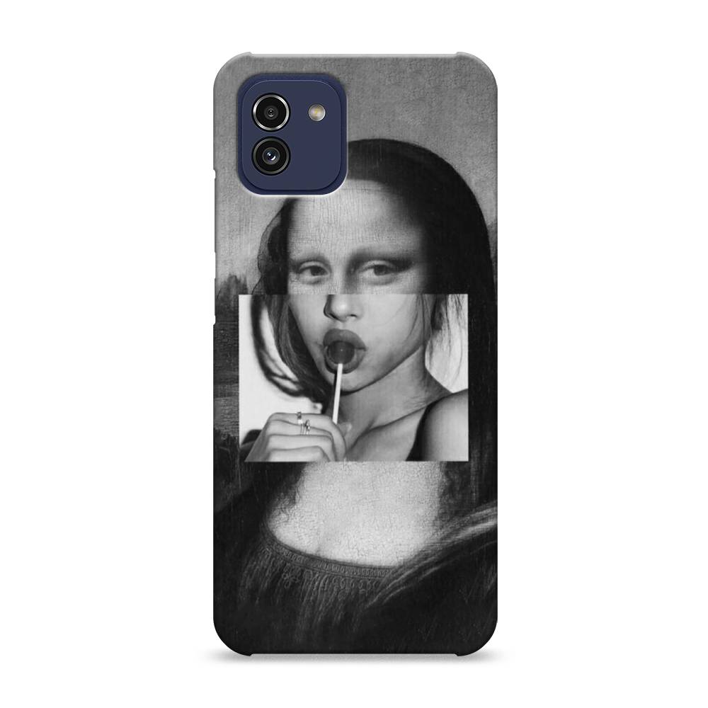 фото Пластиковый чехол "mona lisa sucking lollipop" на samsung galaxy a03 awog