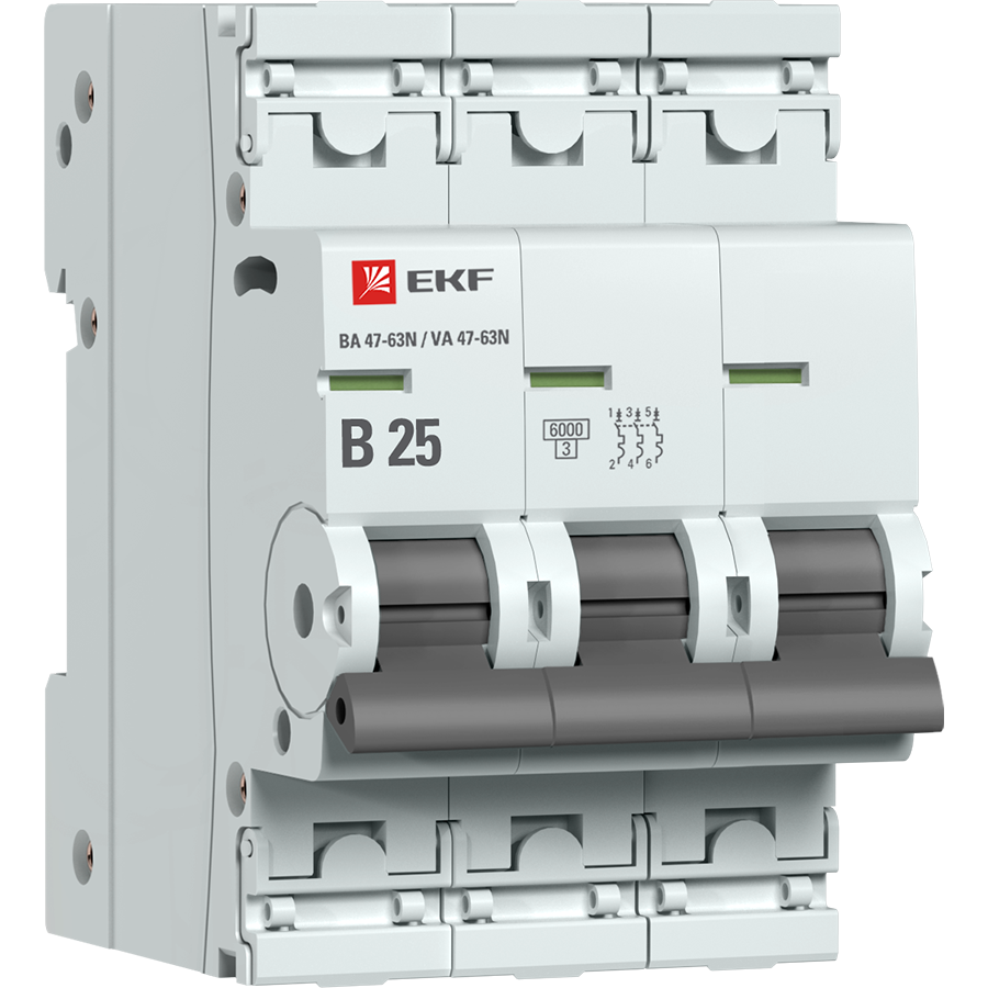 

Автоматический выключатель EKF PROxima 3P 25А (B) 6кА ВА 47-63N M636325B