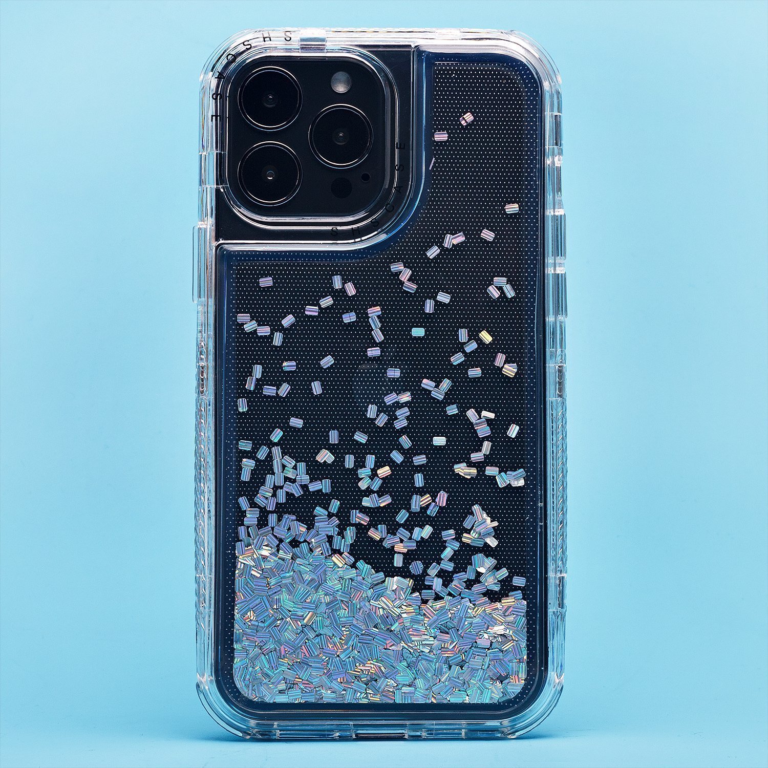 

Чехол для iPhone 13 Pro Max силиконовый с блестками 4 серебристый