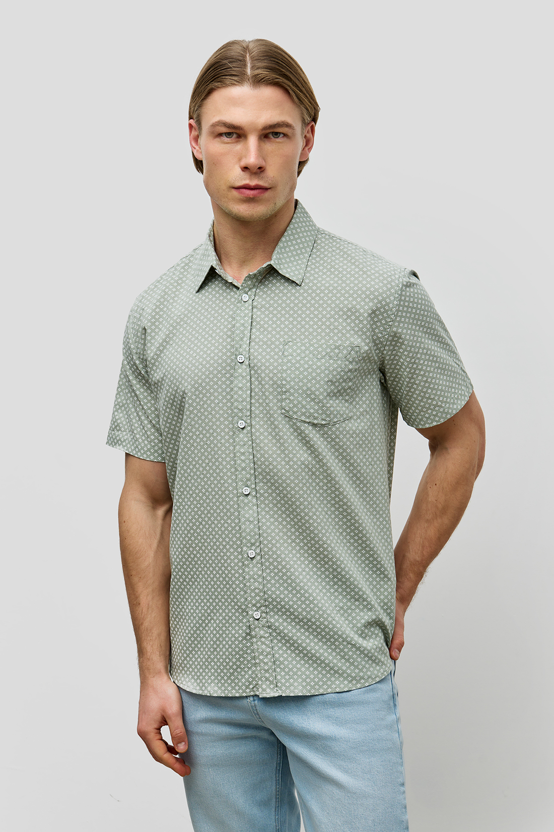 Рубашка мужская Baon B6823008 зеленая 3XL