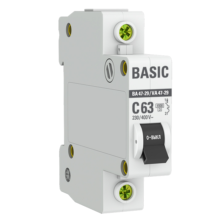 фото Автоматический выключатель ekf basic 1p 63а (c) 4,5ка ва 47-29 mcb4729-1-63c