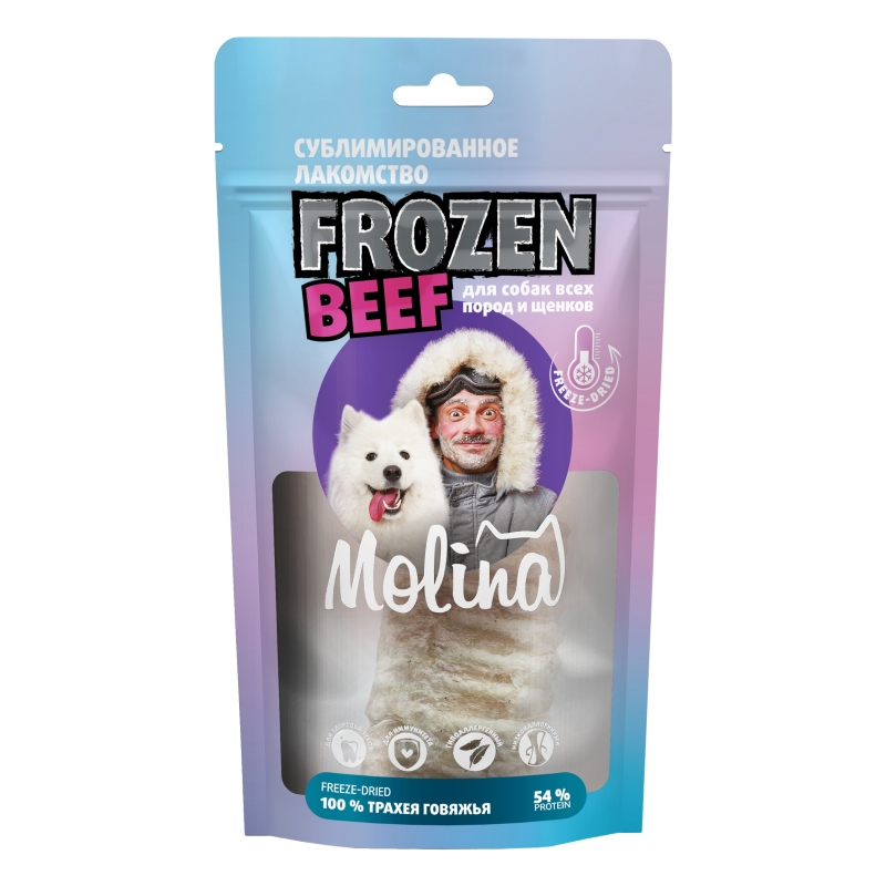 фото Лакомство для собак molina frozen beef, трахея говяжья, 50 г