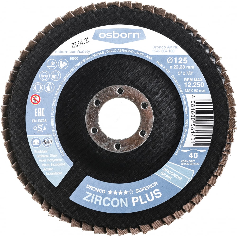 

Dronco Диск лепестковый -торцевой Zircon Plus G-AZ K40 125х22 5242304100