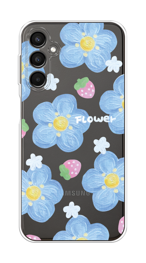 

Чехол Homey на Samsung Galaxy A24 "Цветы и клубники", Прозрачный;голубой;белый, 2108050-1