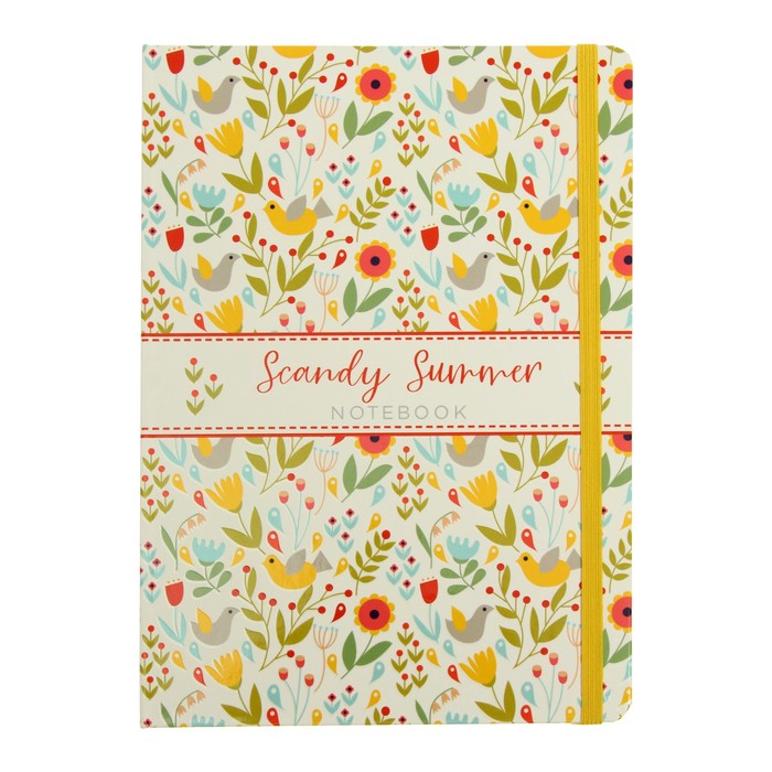 

Блокнот А5, 96 л Scandy summer, тв обл, лам Soft-Touch, выборочный лак, резинка, ляссе