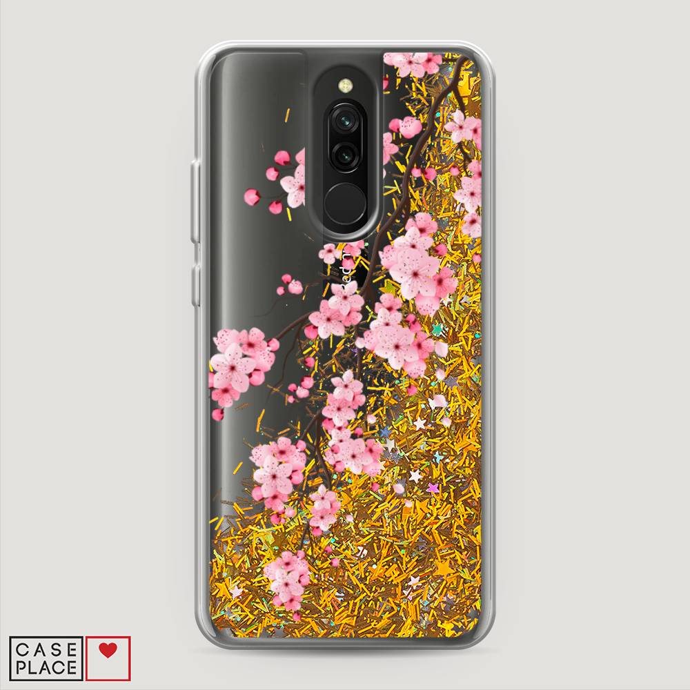 

Жидкий чехол с блестками "Розовая сакура" на Xiaomi Redmi 8, 37190-1