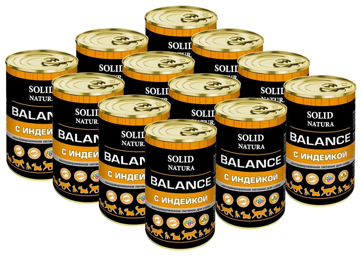 

Консервы для собак Solid Natura Balance с индейкой, 12 шт по 340 г