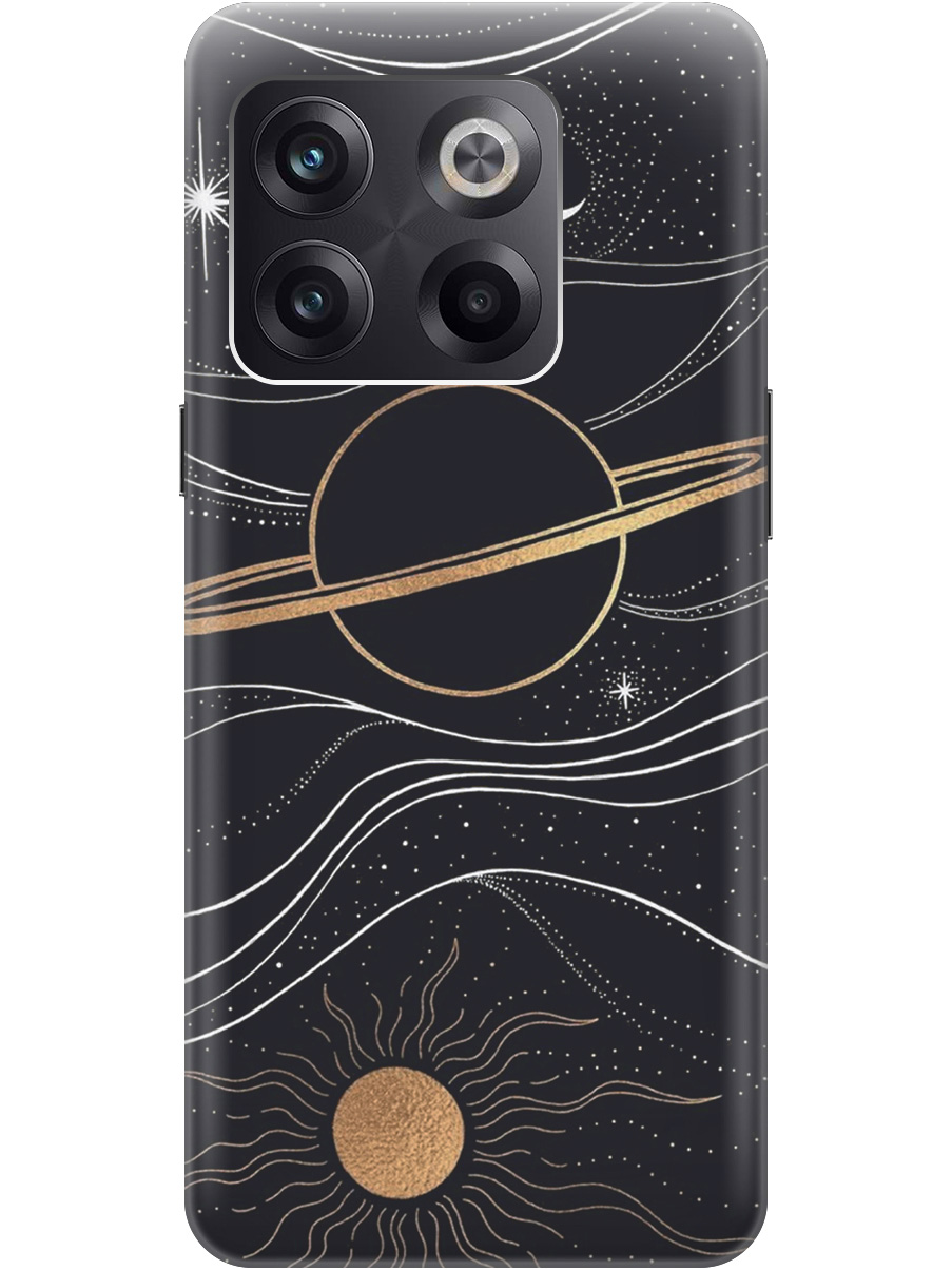 

Чехол на OnePlus 10T силиконовый матовый Soft Touch с принтом "Сатурн и солнце", Белый;желтый, 20000225