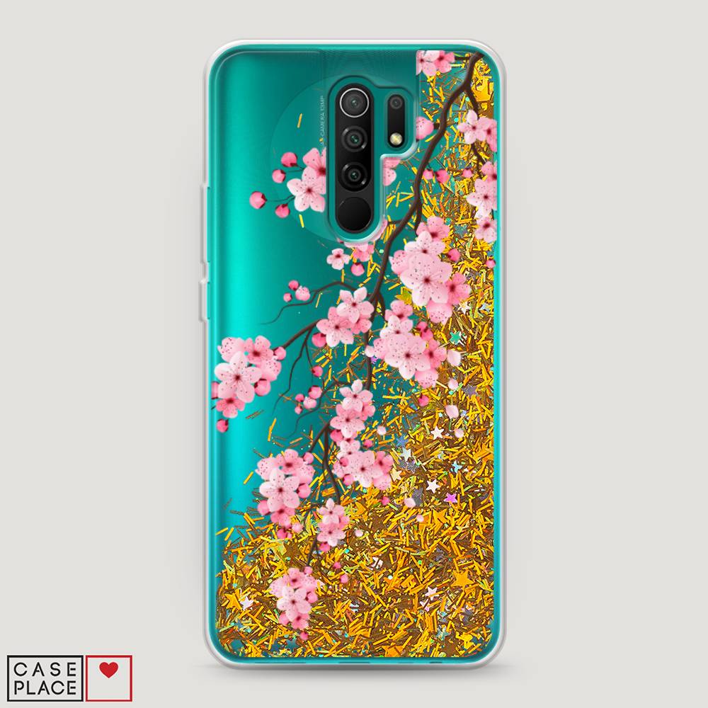

Жидкий чехол с блестками "Розовая сакура" на Xiaomi Redmi 9, 38390-1
