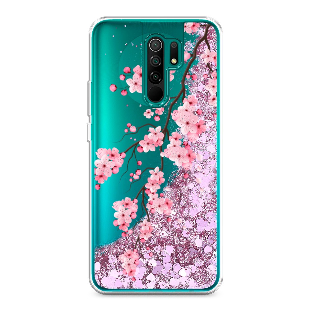 

Жидкий чехол с блестками "Розовая сакура" на Xiaomi Redmi 9, 38394-1