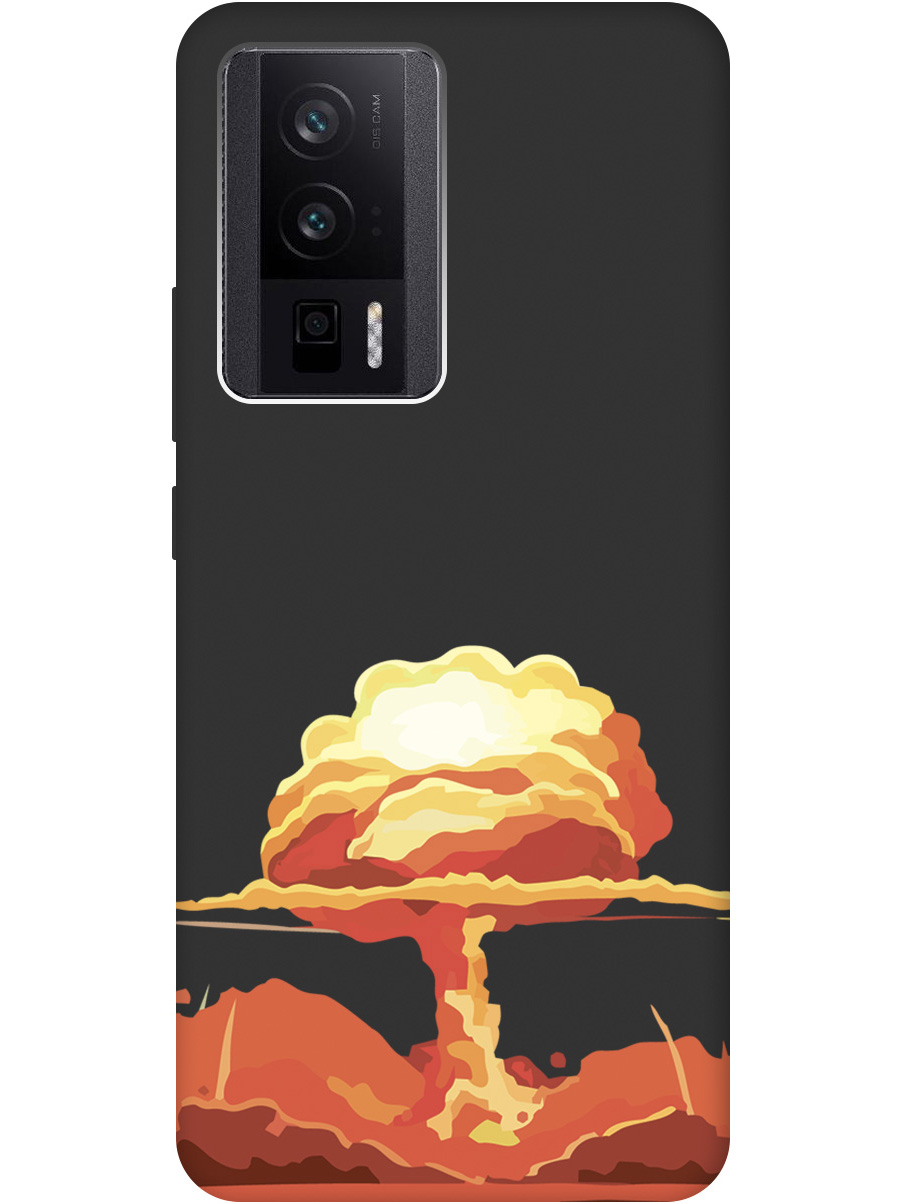 

Чехол на Poco F5 Pro силиконовый матовый Soft Touch с принтом "Boom", Черный;красный, 20000137