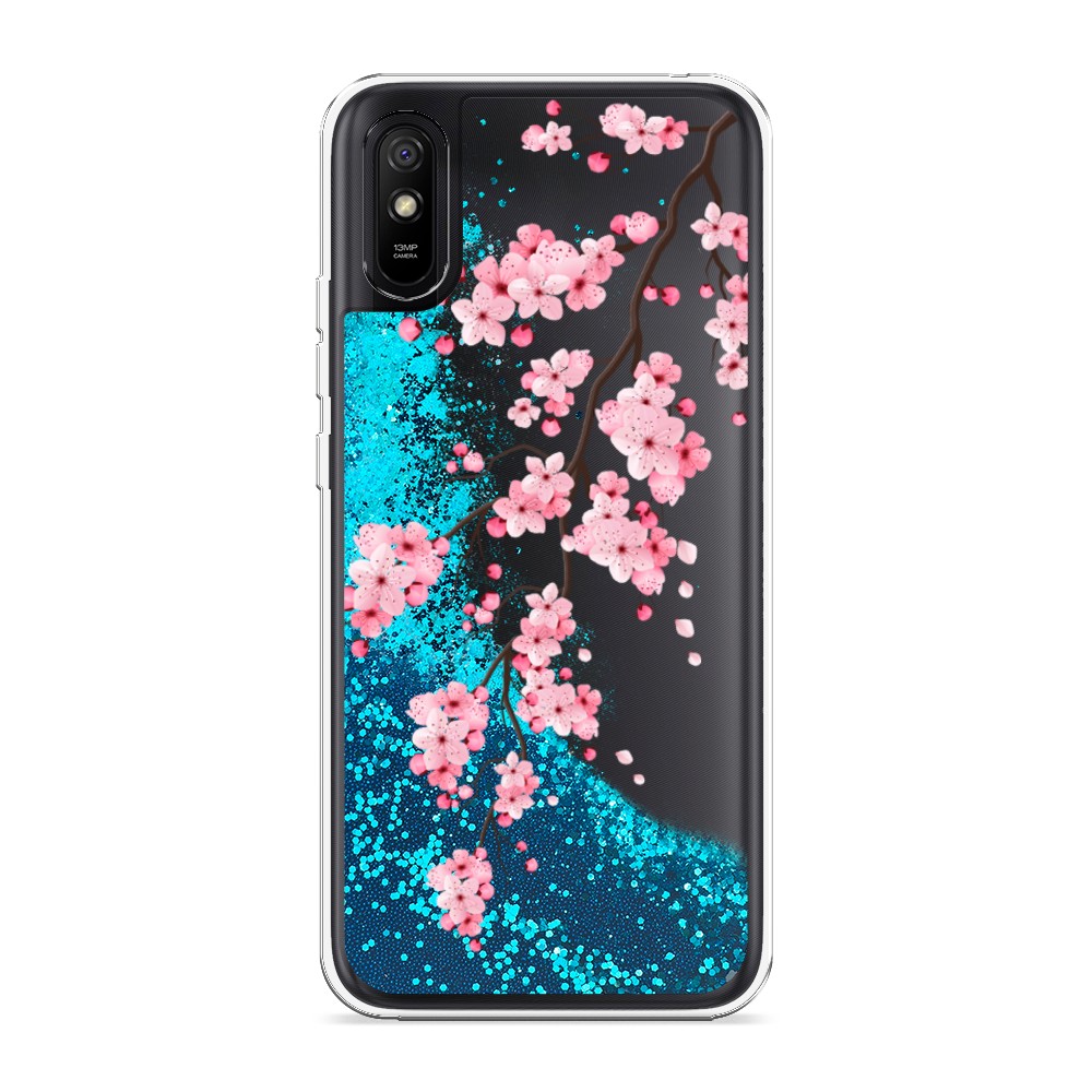 

Жидкий чехол с блестками "Розовая сакура" на Xiaomi Redmi 9A, 38993-1