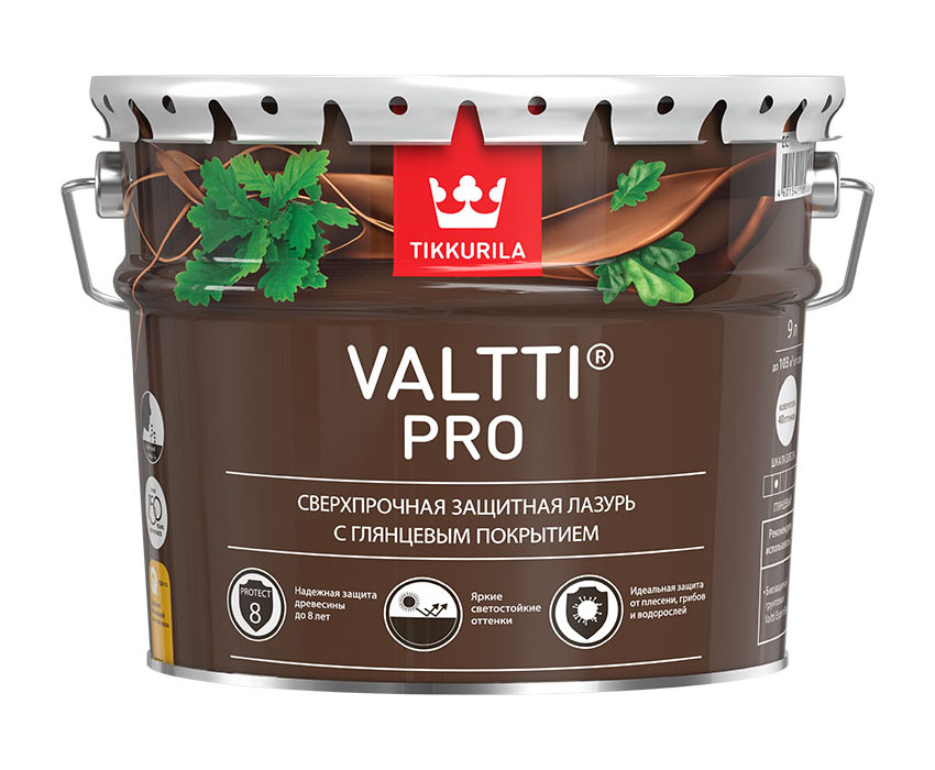 Защитная лазурь Tikkurila Valtti Pro сверхпрочная глянцевая 9 л сверхпрочная защитная лазурь tikkurila