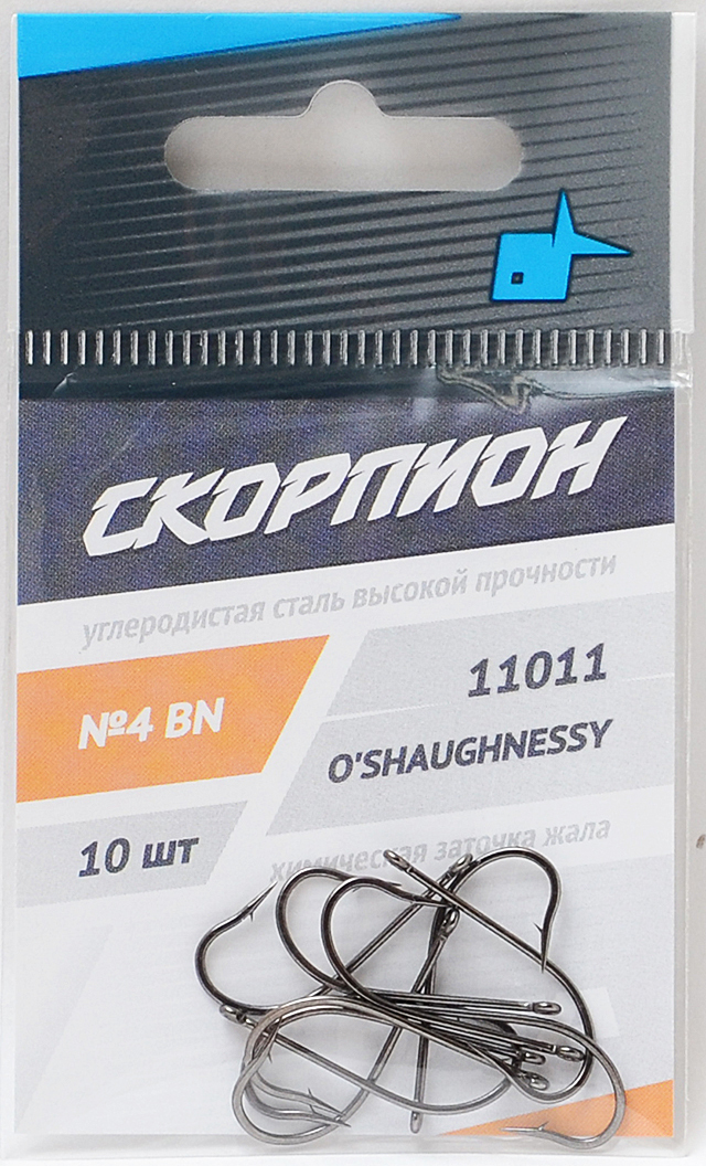 

Одинарные крючки Chod Hook классические №4, оголовок с колечком, прямое острие, с бородкой, Черный, O'Shaughnessy