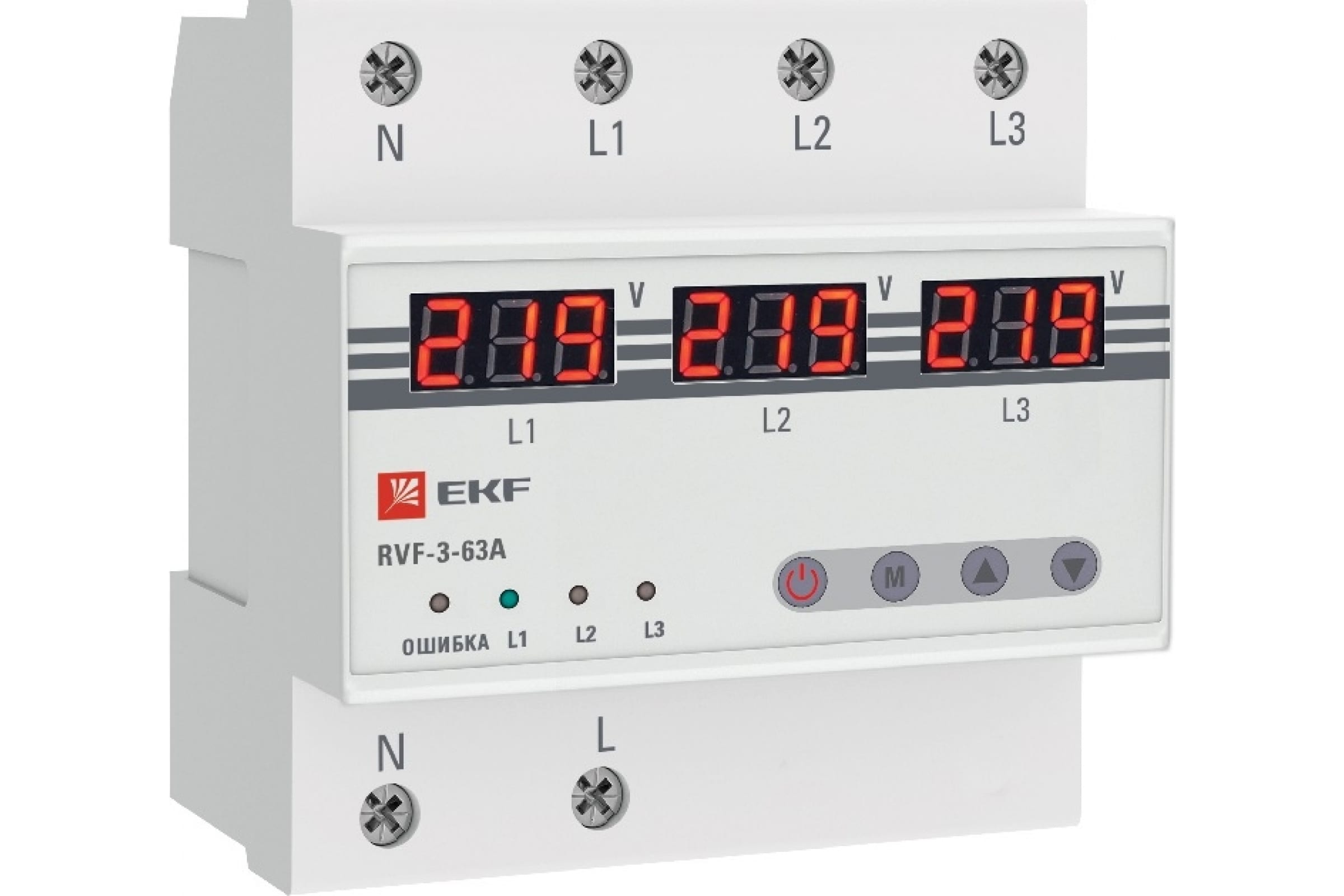 фото Ekf реле выбора фаз с дисплеем rvf-3-63а proxima rvf-3-63a