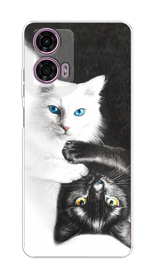 

Чехол на Motorola Moto G24 "Коты Инь-Янь", Черный;белый;голубой, 243850-1