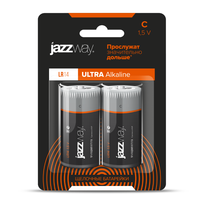 Батарейка JazzWay ULTRA ALKALINE C LR14UP-2B 2 шт