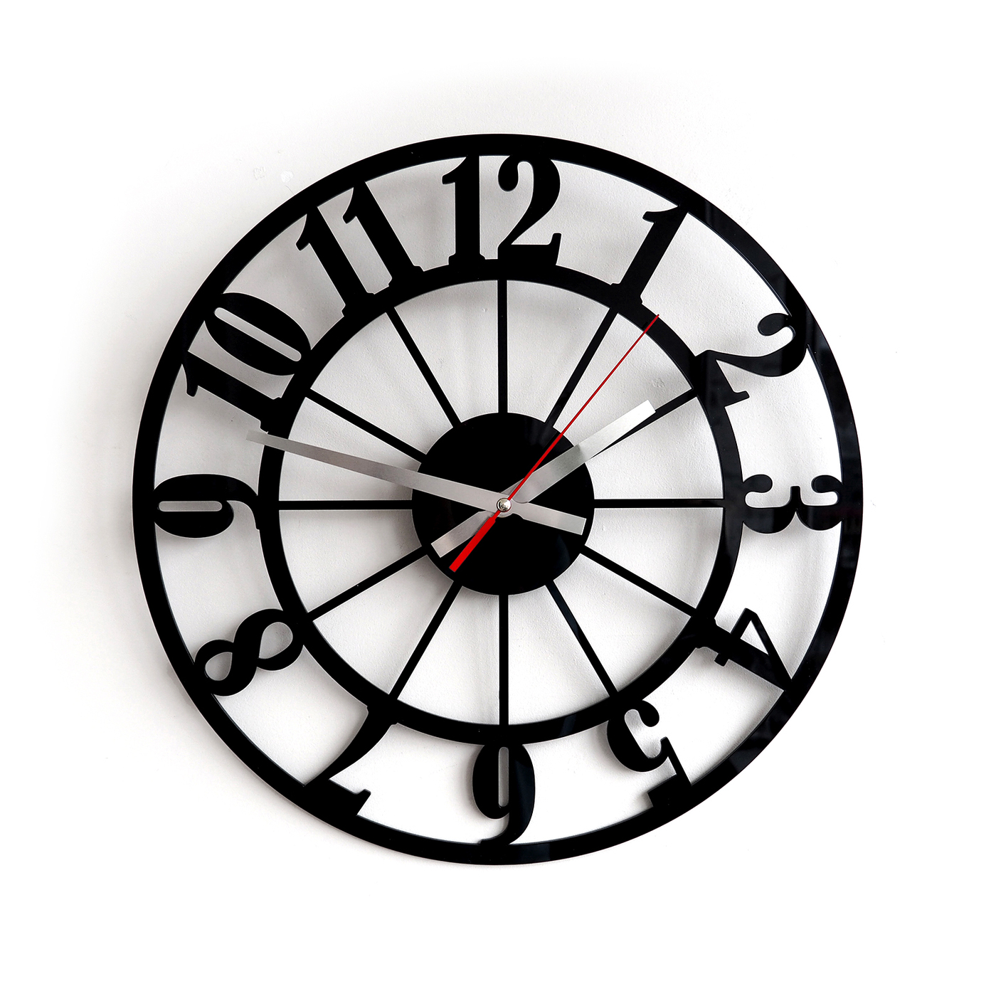 фото Настенные часы roomton лофт 50 см, черные, интерьерные, на стену