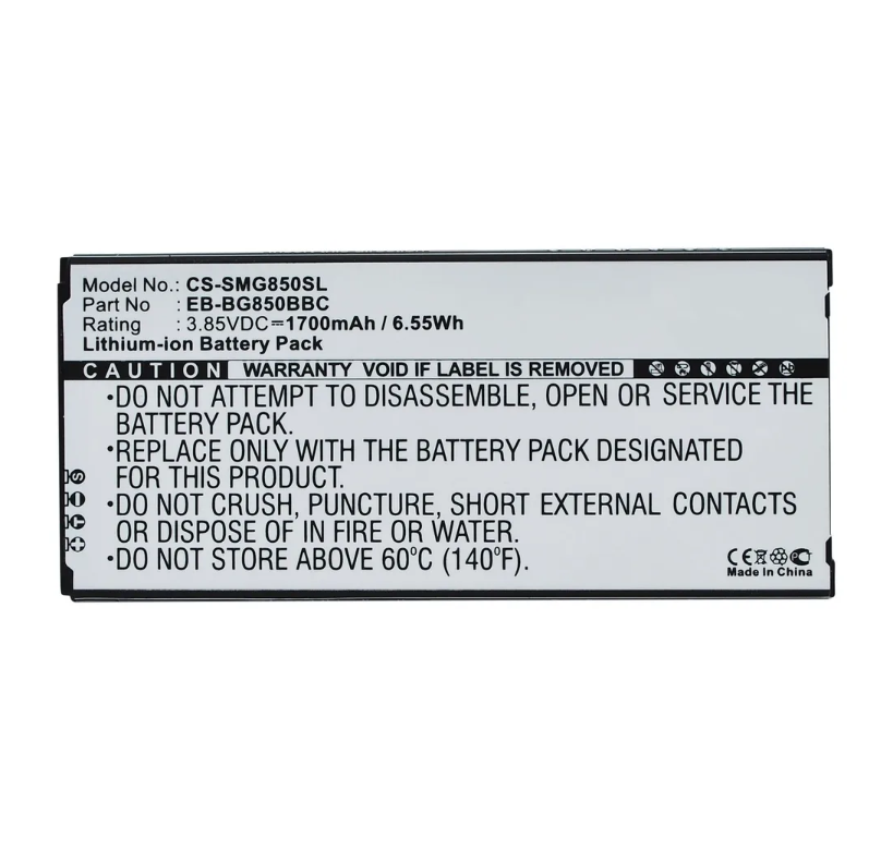 

Аккумулятор CS-SMG850SL для Samsung Alpha SM-G850 3.85V / 1700mAh / 6.55Wh