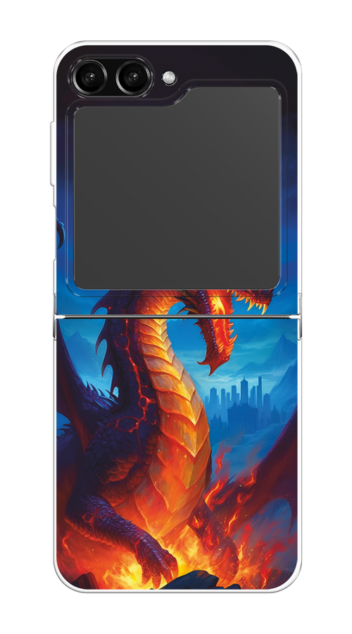 

Чехол Homey на Samsung Galaxy Z Flip 5 "Дракон над лавой", Оранжевый;коричневый;синий, 2108350-1