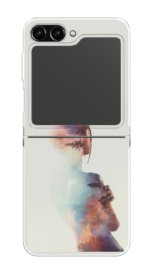 

Чехол Homey на Samsung Galaxy Z Flip 5 "Девушка-лес", Розовый;голубой;серый, 2108350-1