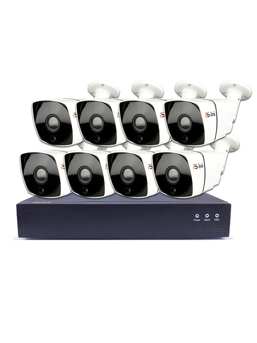 Готовый комплект IP видеонаблюдения c 8 уличными 2Mp камерами Ps-Link IPK08CH-POE