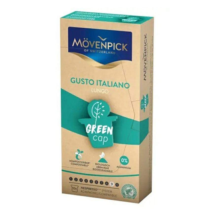 Кофе Movenpick Gusto Italiano Lungo Green Cap в капсулах 5,8 г х 10 шт