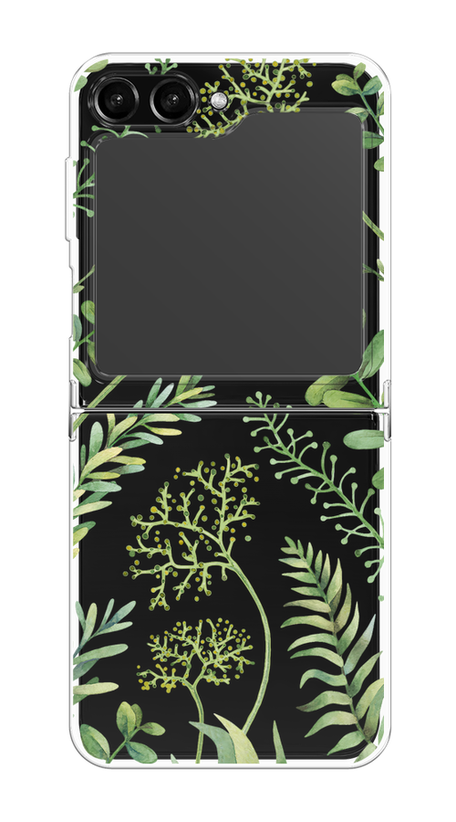 

Чехол Homey на Samsung Galaxy Z Flip 5 "Green Leaves", Зеленый;прозрачный, 2108350-1