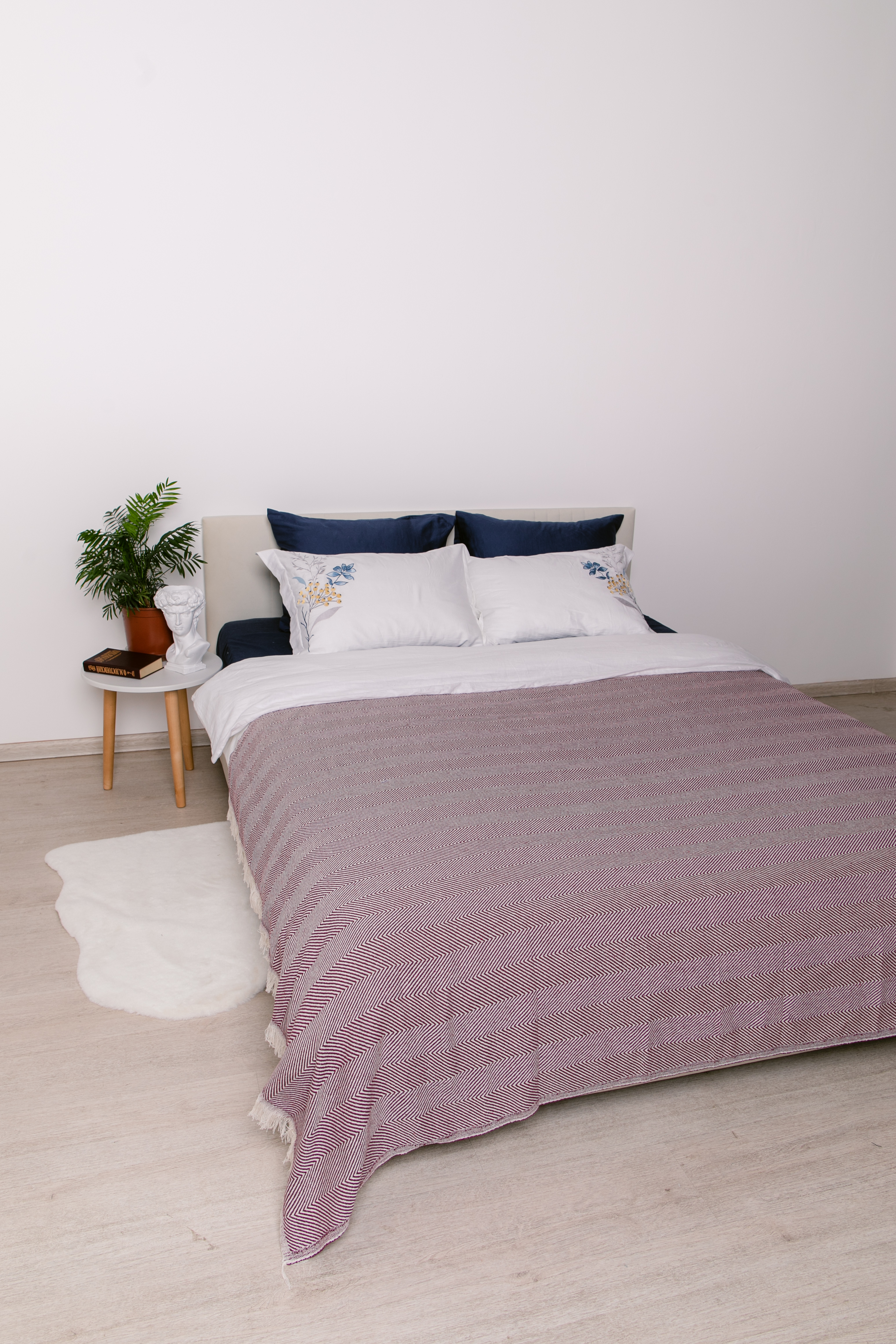 Плед-покрывало LOU LOU HOME, 1,5 спальное, 200 х 145 см, хлопок, Турция, бордовый