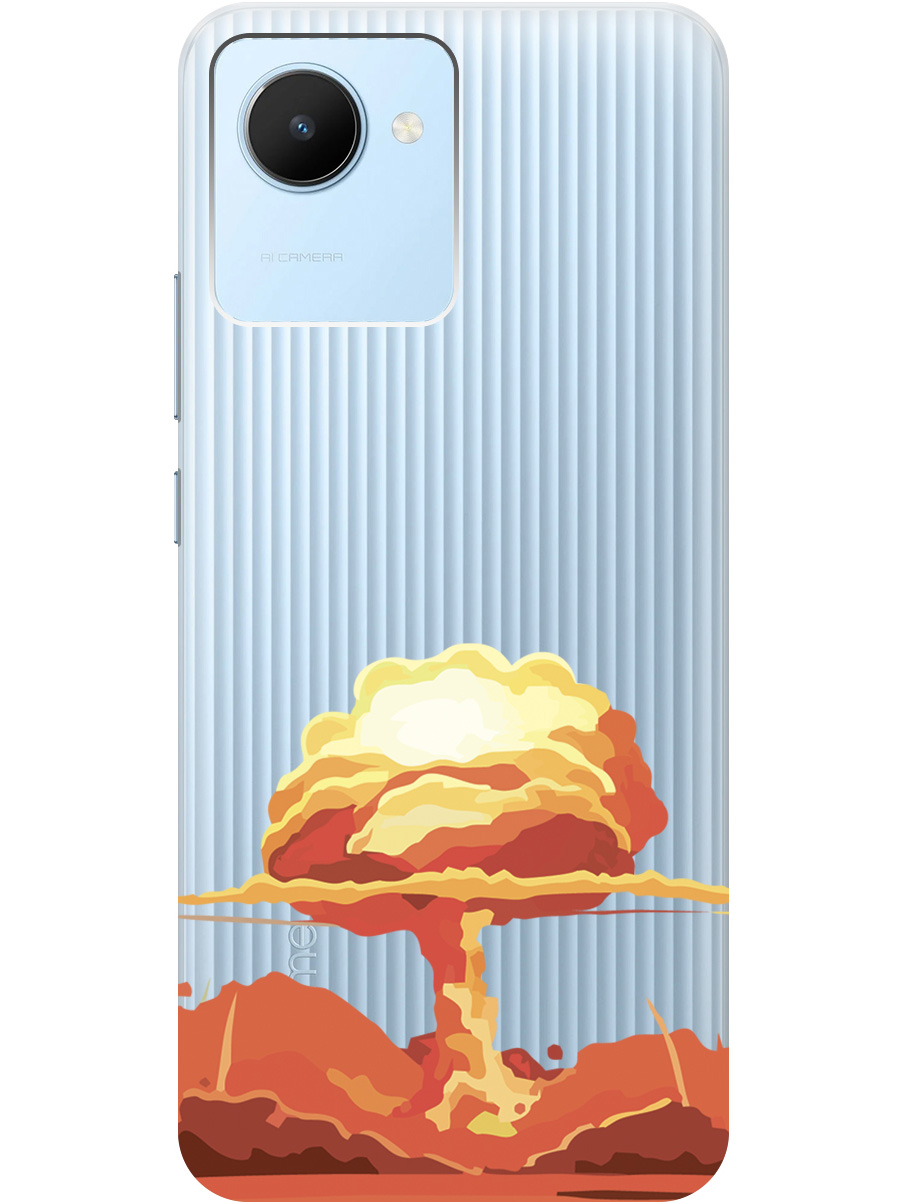 

Чехол на realme C30 силиконовый с принтом "Boom", Прозрачный;красный, 20000382