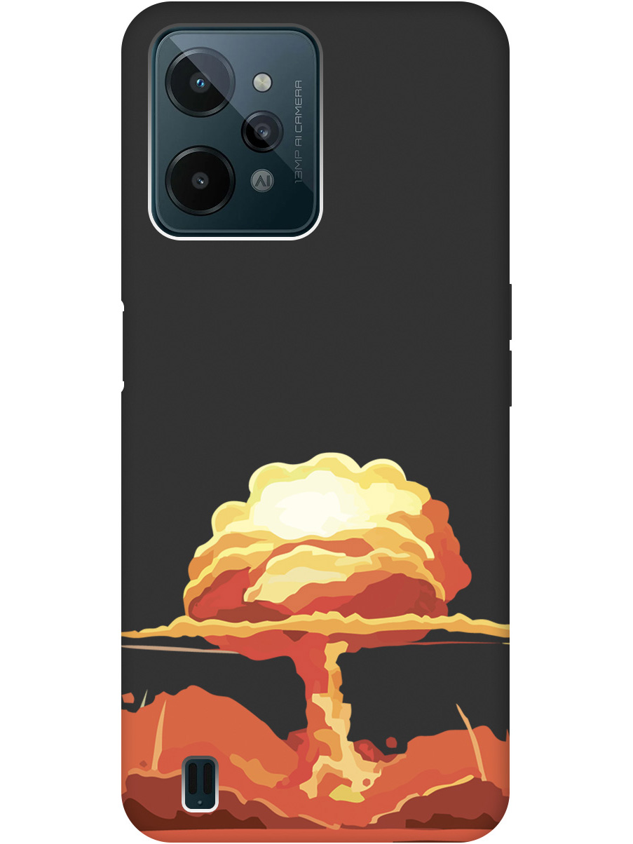 

Чехол на realme C31 силиконовый матовый Soft Touch с принтом "Boom", Черный;красный, 20000579