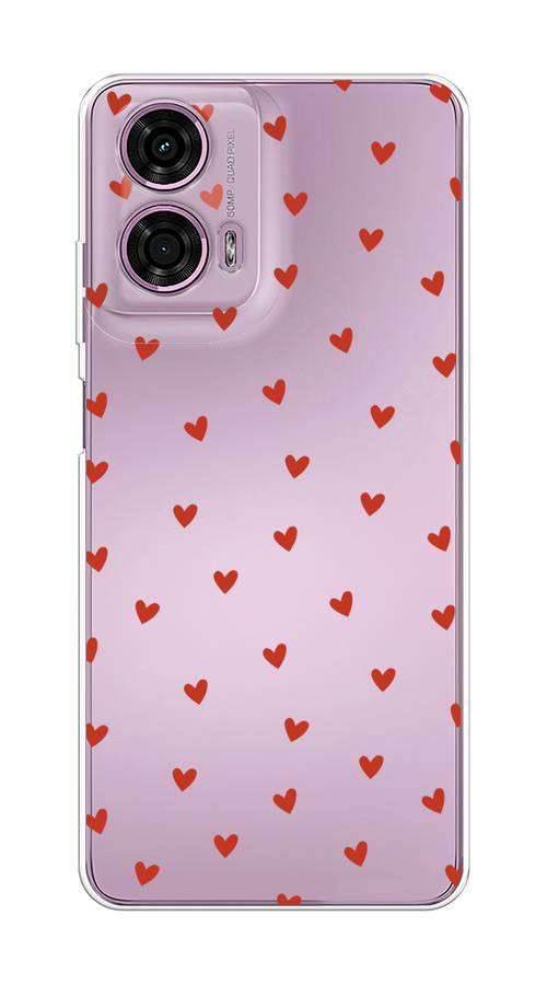 

Чехол на Motorola Moto G24 "Red hearts", Красный;прозрачный, 243850-1