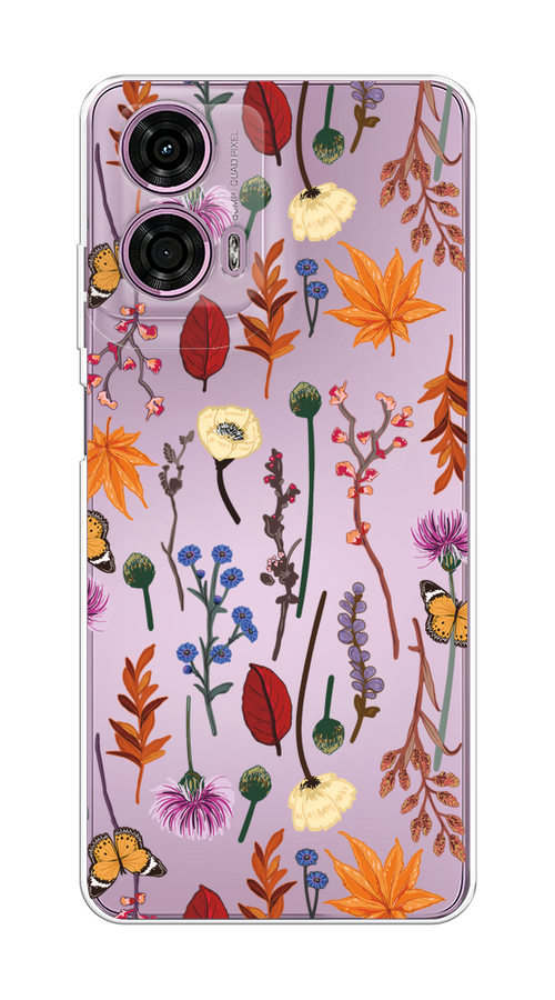 

Чехол на Motorola Moto G24 "Orange Purple flowers", Оранжевый;красный;розовый;желтый;прозрачный, 243850-1