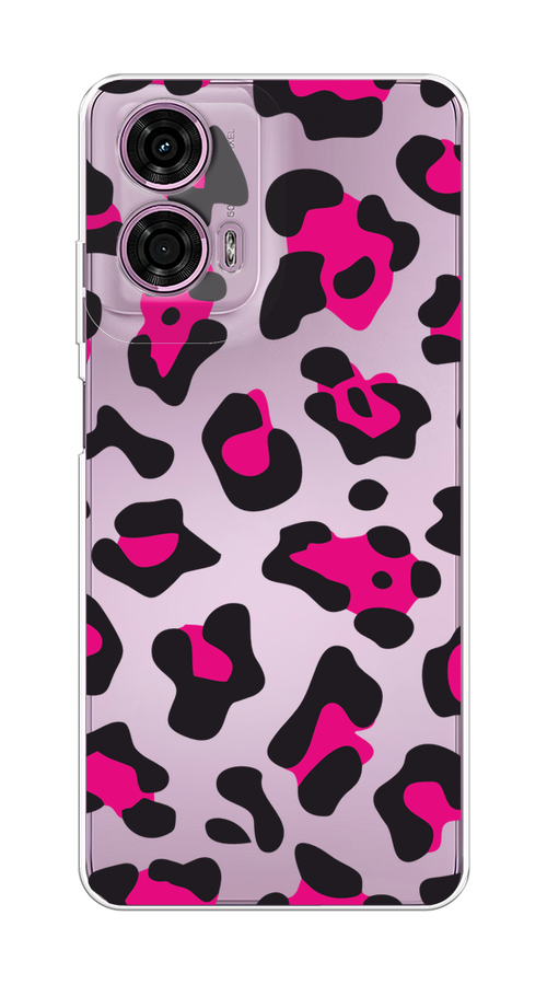 

Чехол на Motorola Moto G24 "Pink cow spots", Черный;розовый, 243850-1