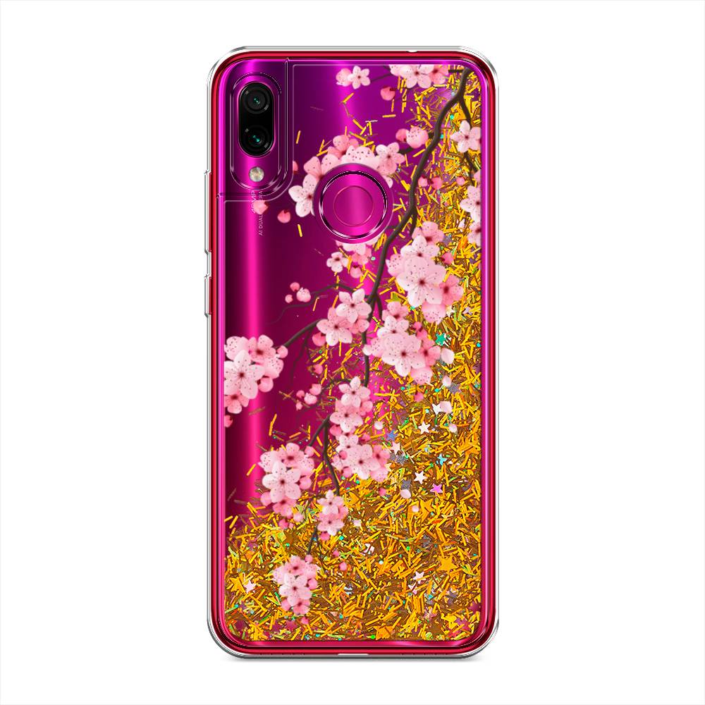 

Жидкий чехол с блестками "Розовая сакура" на Xiaomi Redmi Note 7, 34790-1