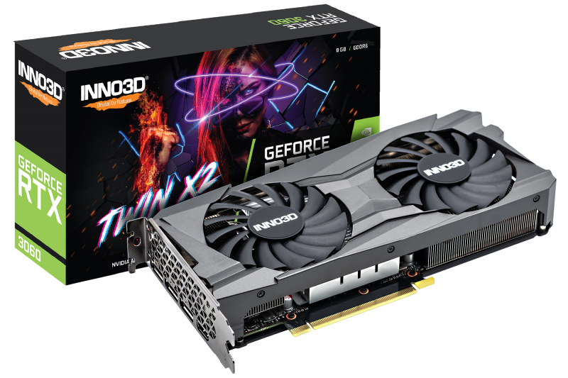 фото Видеокарта inno3d nvidia geforce rtx 3060 twin x2 oc (n30602-08d6-11902130)